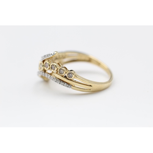 151 - 9ct Gold diamond detail ornate dress ring size T