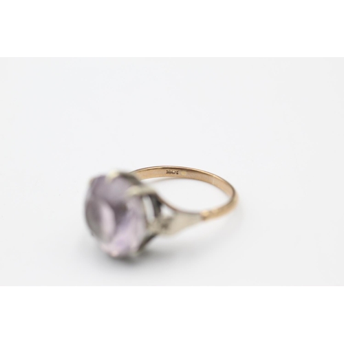 152 - 9ct Gold rose de France amethyst ring size L