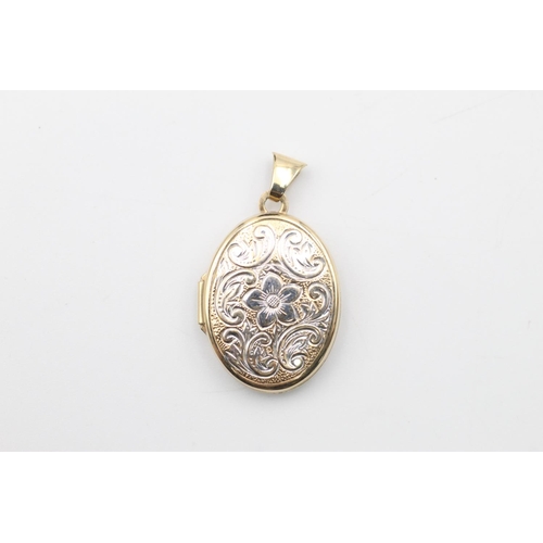 156 - 2 x 9ct locket pendants inc. floral design