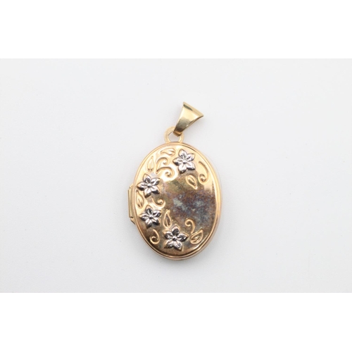 156 - 2 x 9ct locket pendants inc. floral design