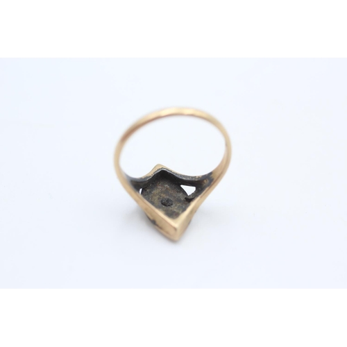 157 - 10ct gold onyx and enamel masonic star ring size J