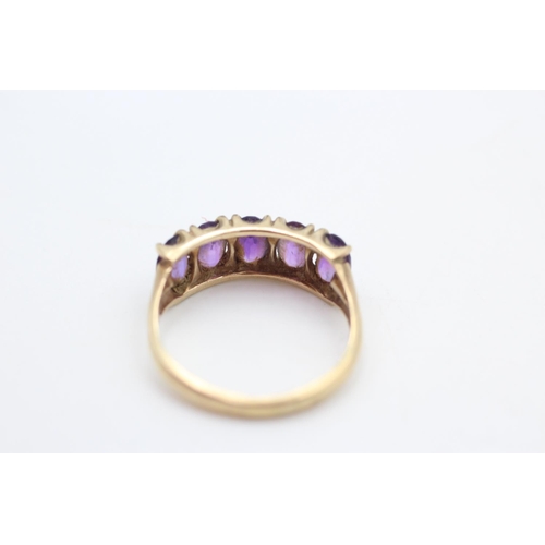 173 - 9ct gold vintage amethyst 5 stone ring size P