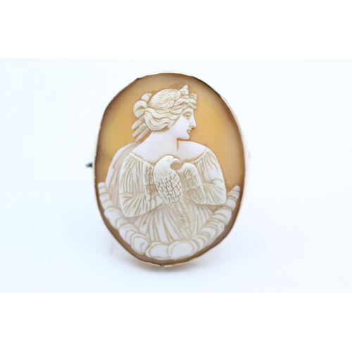 181 - 9ct gold frame shell cameo brooch