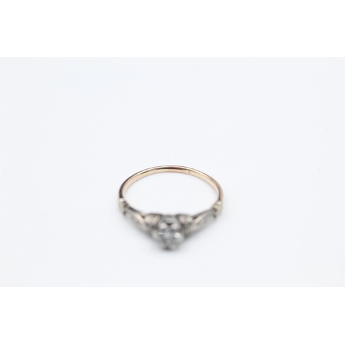 198 - 9ct gold diamond solitaire ring size M