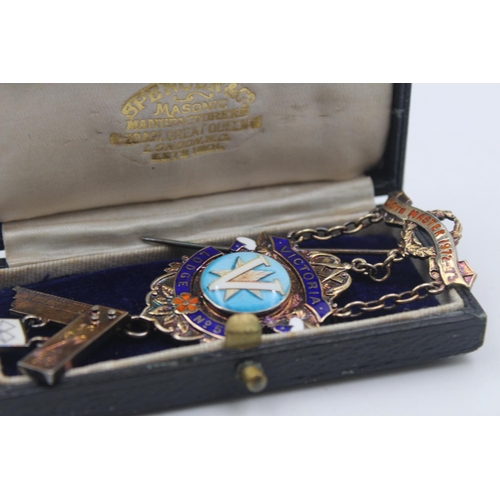 20 - Vintage Boxed Hallmarked .925 STERLING SILVER & Enamel Masonic Jewel (35g)