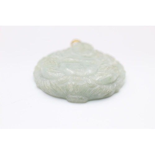 201 - 14ct gold carved jade buddha pendant