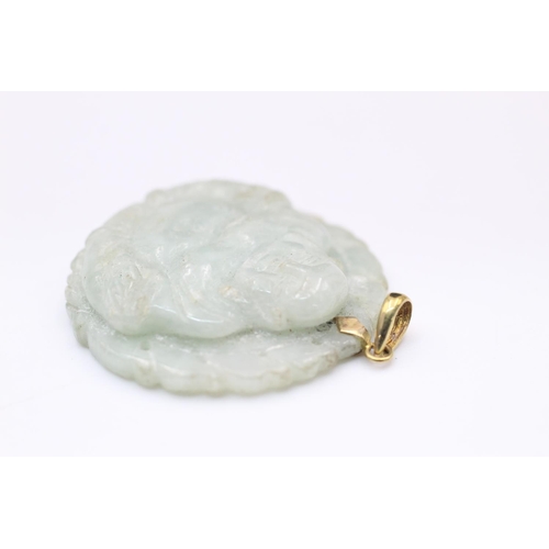 201 - 14ct gold carved jade buddha pendant