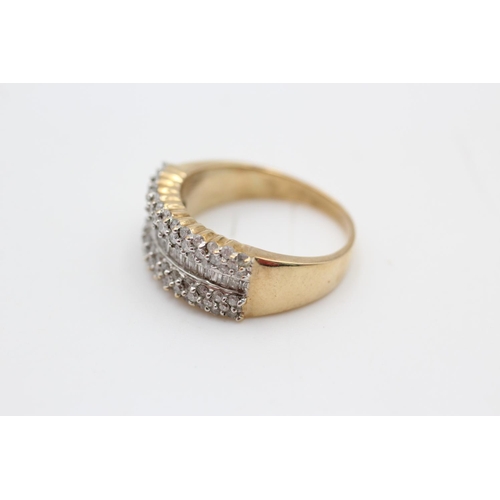 202 - 9ct gold diamond mixed cut dress ring size R