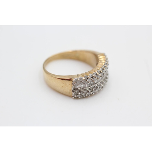 202 - 9ct gold diamond mixed cut dress ring size R