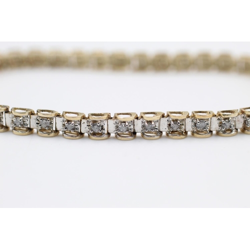 210 - 9ct gold diamond tennis bracelet