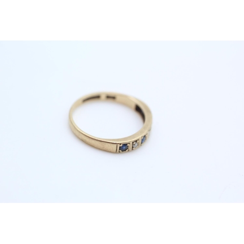 218 - 9ct gold sapphire & diamond half eternity ring size M