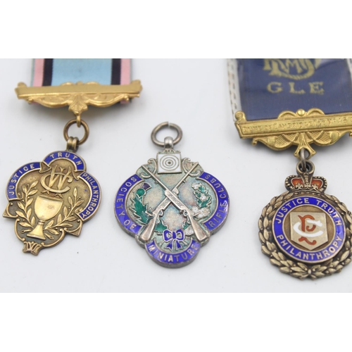 22 - 4 x Vintage Hallmarked .925 STERLING SILVER Medals / Jewels Inc R.A.O.B (88g)