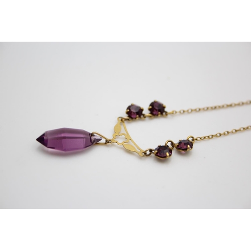 222 - gold amethyst paste deco necklace