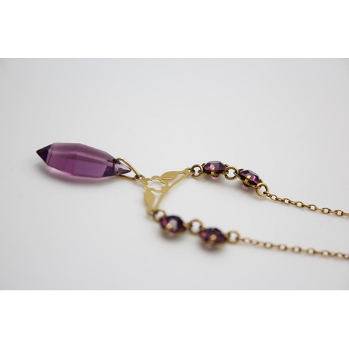 222 - gold amethyst paste deco necklace