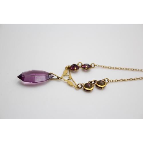 222 - gold amethyst paste deco necklace