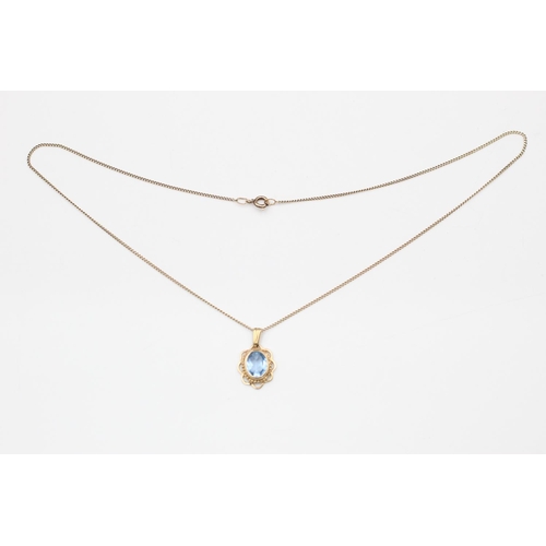 225 - 9ct blue gemstone pendant necklace