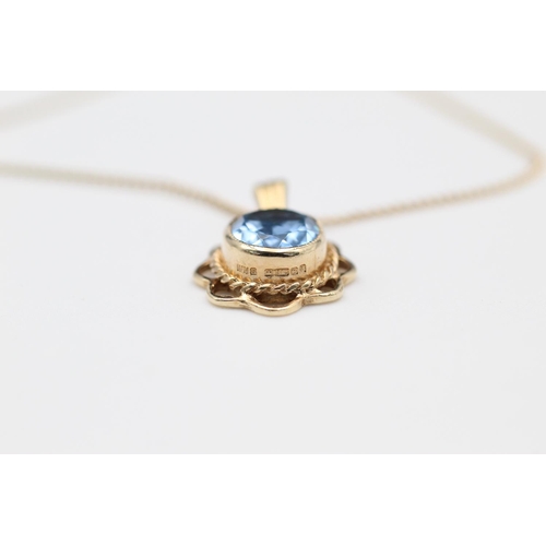 225 - 9ct blue gemstone pendant necklace