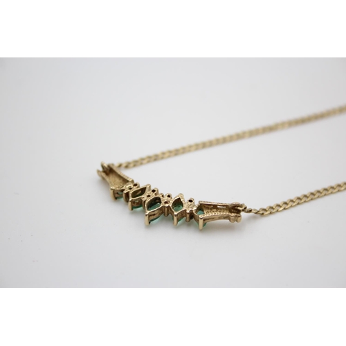 229 - 9ct emerald & diamond detail necklace