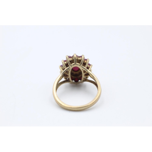 237 - 9ct Gold ruby & diamond cluster ring size M