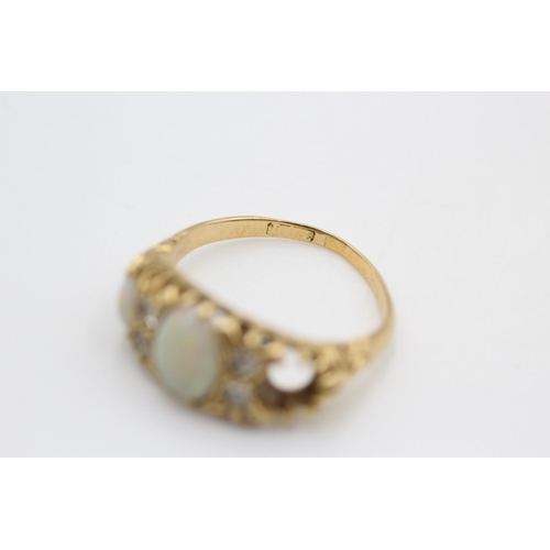 239 - 18ct gold antique opal and diamond ring (as seen) size M