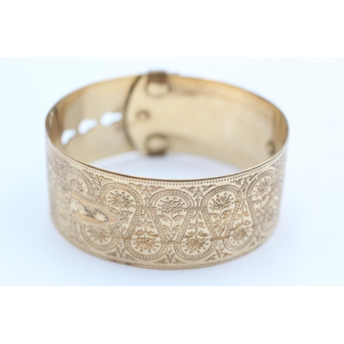 240 - 9ct back and front true vintage ornate buckle bangle