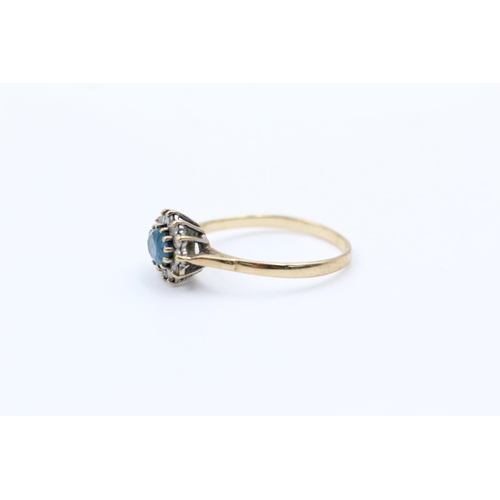 243 - 9ct Vintage London blue topaz and diamond cluster ring size T