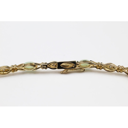 250 - 9ct gold jade & diamond bracelet