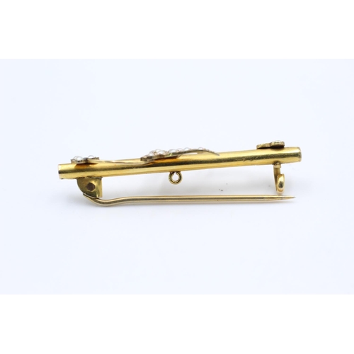 252 - Antique 9ct Gold seed pearl bar brooch