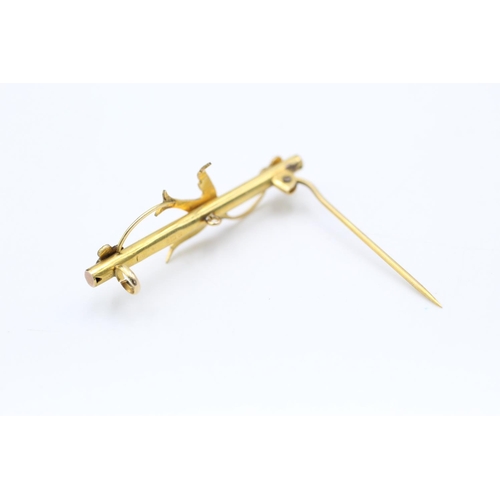 252 - Antique 9ct Gold seed pearl bar brooch