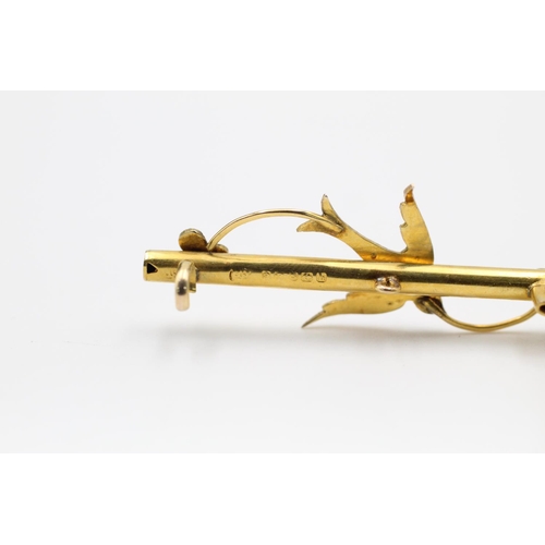 252 - Antique 9ct Gold seed pearl bar brooch