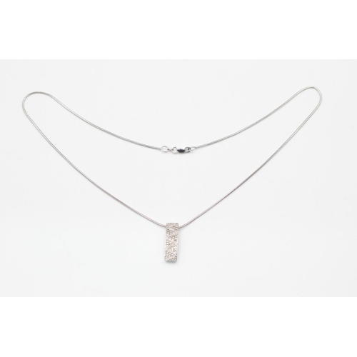 270 - 9ct gold diamond curved bar pendant necklace