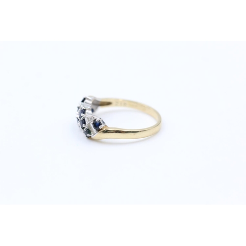 300 - 9ct gold vintage sapphire & diamond dress ring size Q