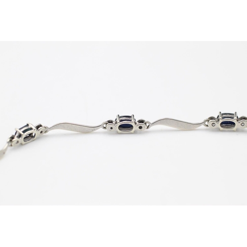 308 - 9ct white gold sapphire & diamond tennis bracelet