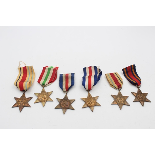 31 - 6 x WW2 Star Medals w/ Original Ribbons Inc France & German, Africa, Italy Etc