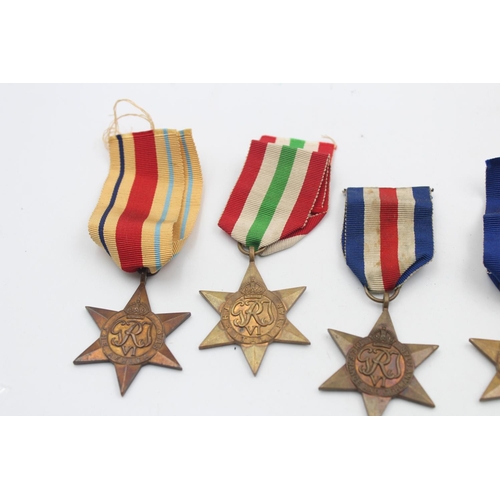 31 - 6 x WW2 Star Medals w/ Original Ribbons Inc France & German, Africa, Italy Etc