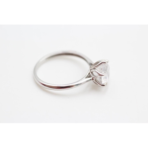 325 - 9ct white gold gemstone solitaire ring size N