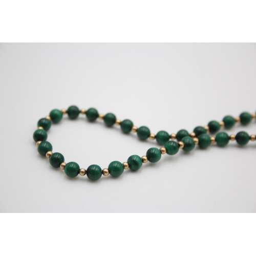 331 - 9ct gold and malachite bead necklace