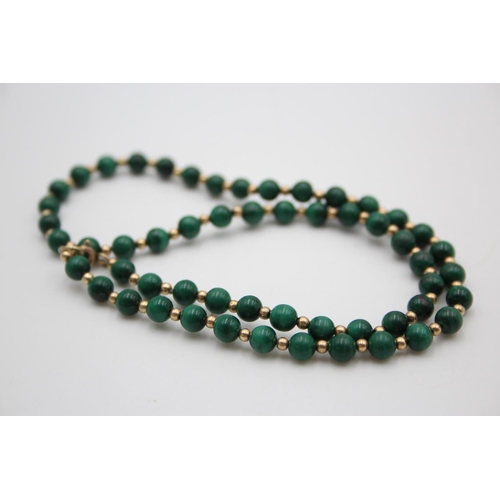 331 - 9ct gold and malachite bead necklace