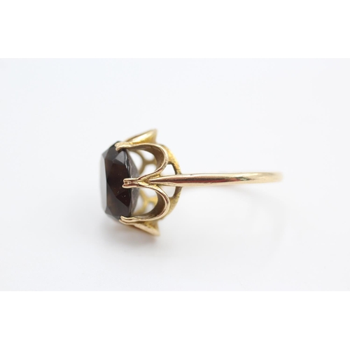 343 - vintage 9ct gold smoky quartz cocktail ring size O