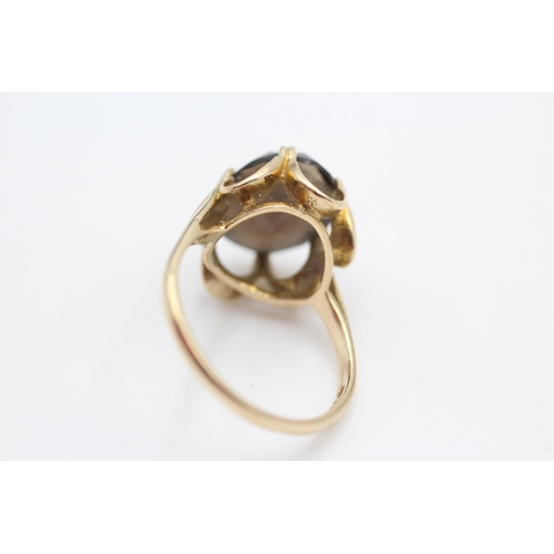 343 - vintage 9ct gold smoky quartz cocktail ring size O