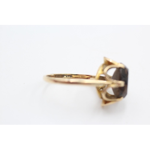 343 - vintage 9ct gold smoky quartz cocktail ring size O