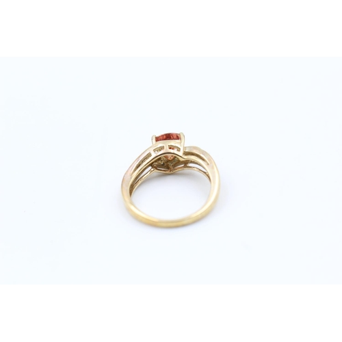 360 - 9ct gold diamond and gemstone ring size O