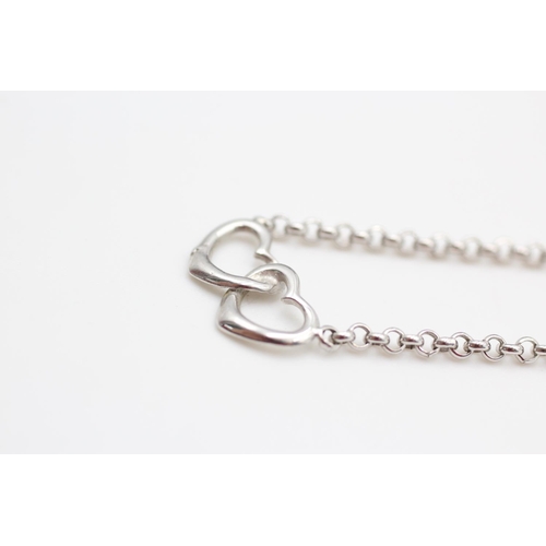 362 - vintage 9ct white gold double heart static pendant necklace