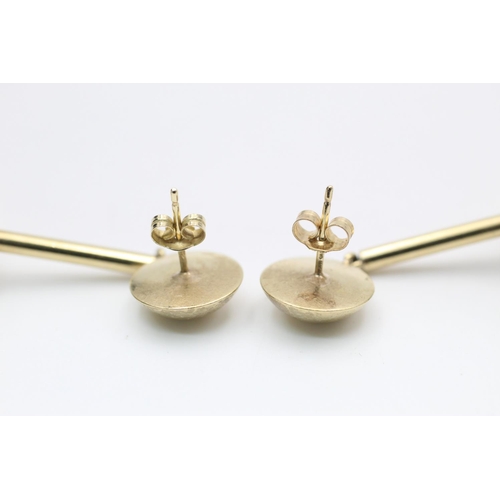 372 - gold modernist style ball motif drop earrings