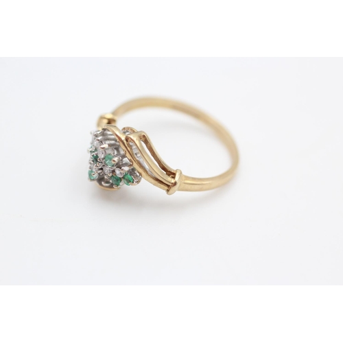 373 - vintage 9ct gold diamond & emerald ring, missing stone size M