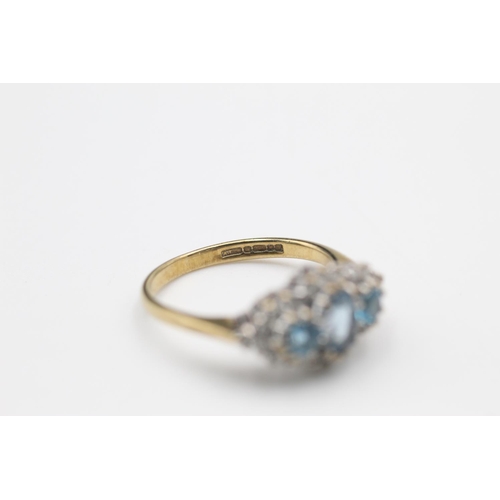 57 - 9ct Gold diamond & topaz cluster ring size K
2.5g