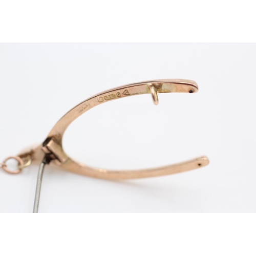 67 - 9ct Gold true vintage wishbone brooch