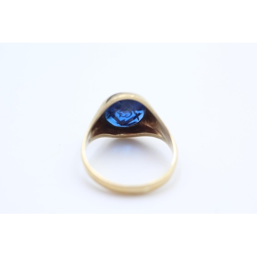 69 - 9ct Gold enamel masonic signet ring size U