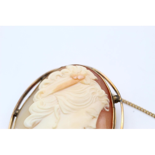 73 - 9ct gold large cameo brooch