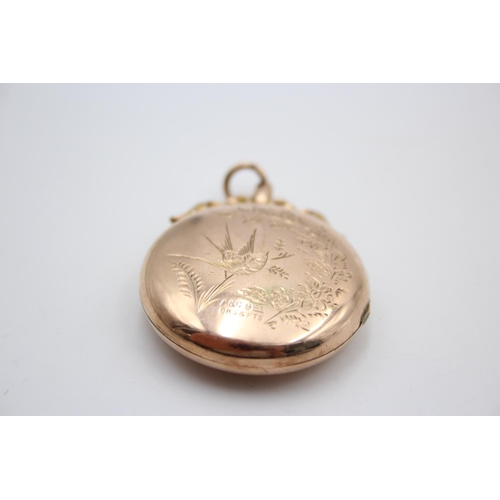 76 - 9ct gold back and front ornate engraved aesthetic design locket pendant